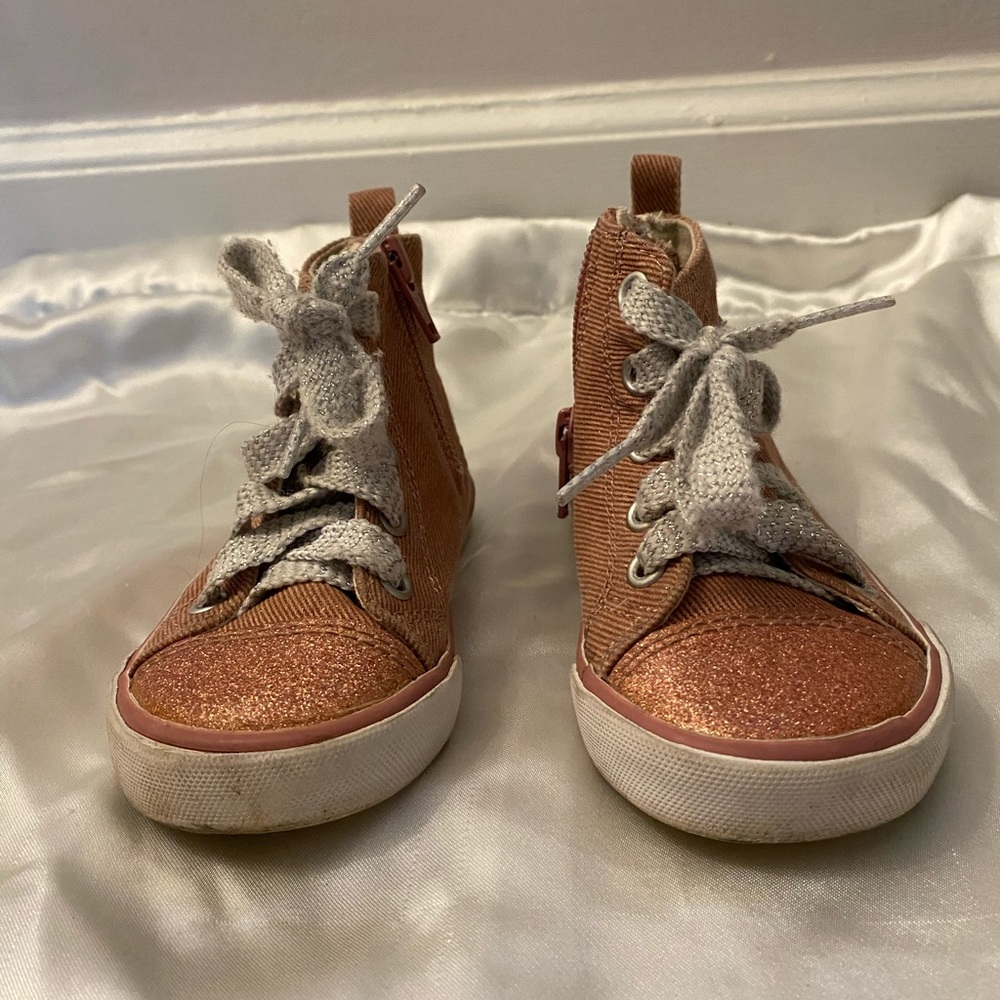 Glitter Pink Zip Up Tennis Shoes